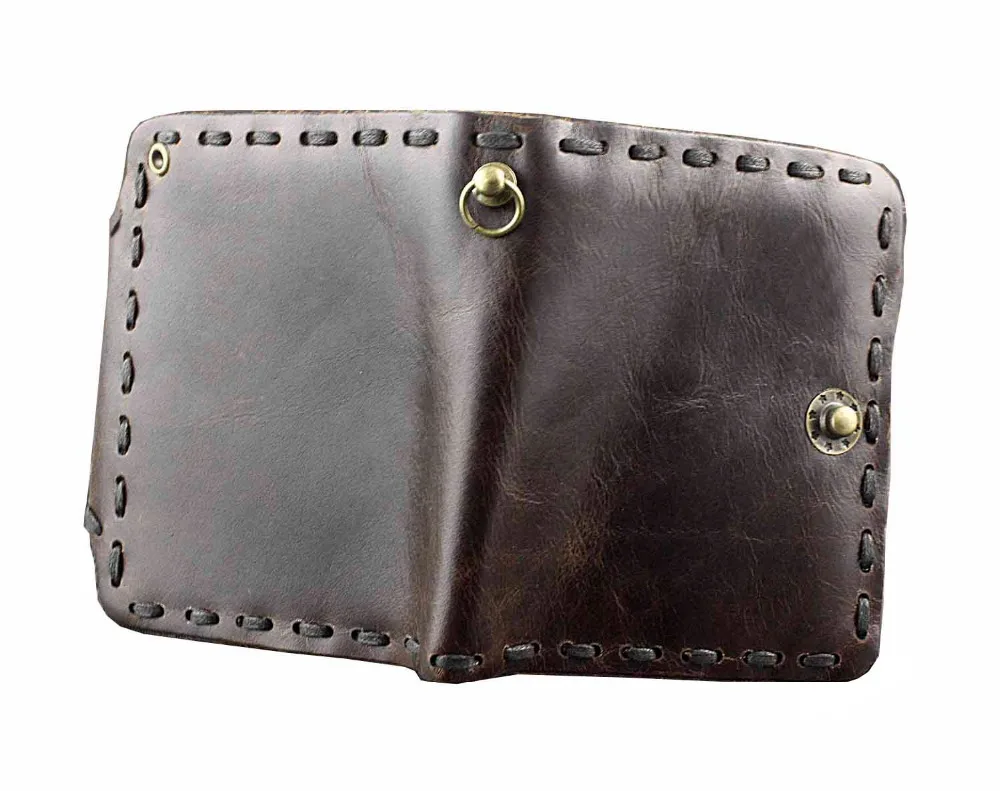 Винтажный Мужской кошелек из натуральной коровьей кожи с двойной складкой и