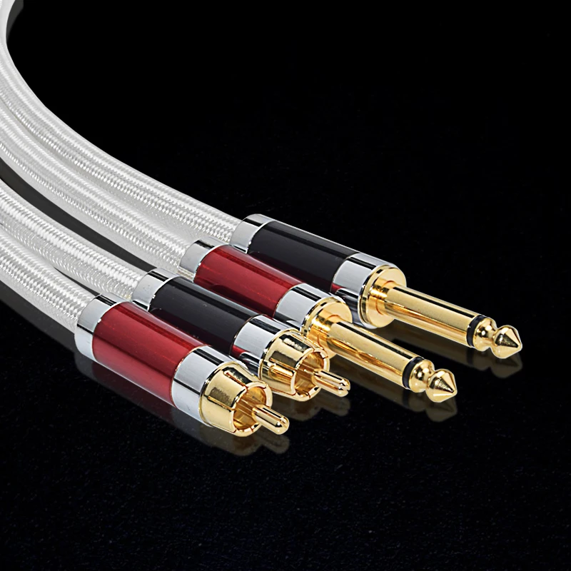 Кабель ATAUDIO Hifi 6 35 мм на RCA высококачественный медный и посеребренный двойной