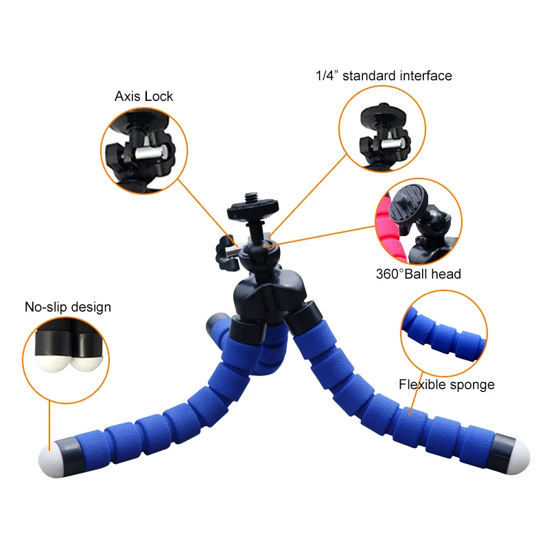 Гибкий мини штатив губка Осьминог с зажимом для телефона iPhone Xiaomi Huawei Smartphone Gopro