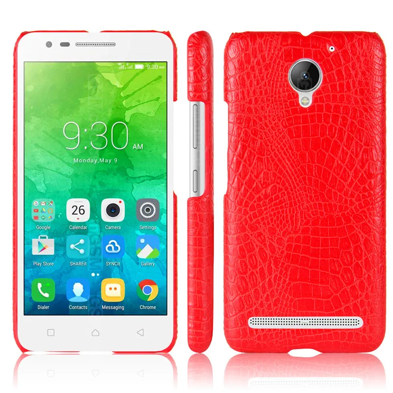 Lenovo Vibe C 2 C2 K10A40 5," чехол с узором «крокодиловая кожа» чехол из жесткого поликарбоната+ из искусственной кожи задняя крышка чехол для lenovo Vibe C2 Жесткий Чехол для мобильного телефона - Цвет: Red