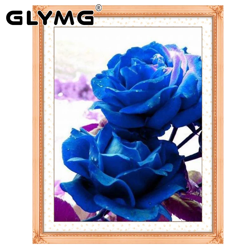 GLymg рукоделие вышивка Rosa Hybrida китайский крестиком хлопок синяя Роза Вертикальная