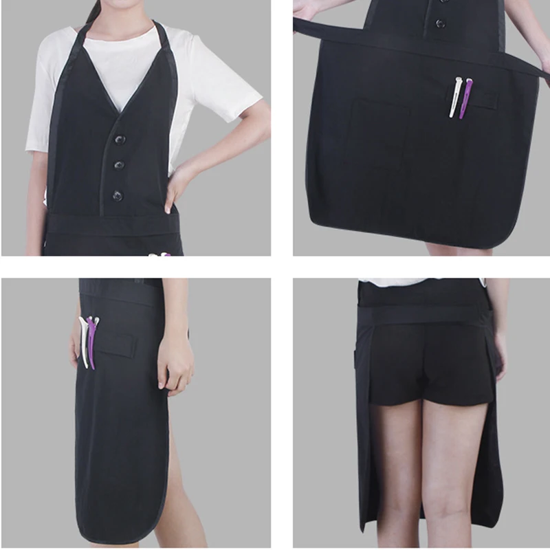 Parrucchiere Черный Модный салонный фартук для стрижки волос передняя и задняя накидка