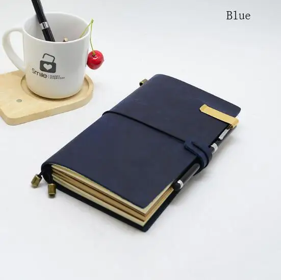 blue Винтажный кожаный блокнот, спиральный блокнот из воловьей кожи, чехол для ноутбука, личный карманный блокнот для паспорта, ежедневник, блокнот - Цвет: blue