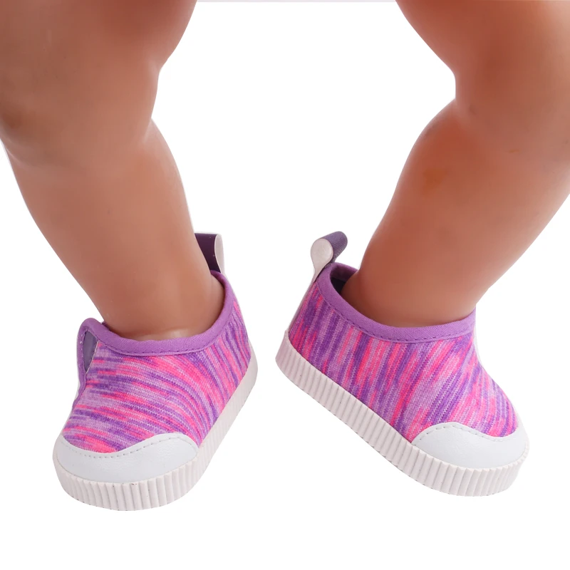

43 cm baby dolls shoes new born Lovely baby printing canvas shoes sport shoes Baby toys fit American 18 inch Girls doll g176