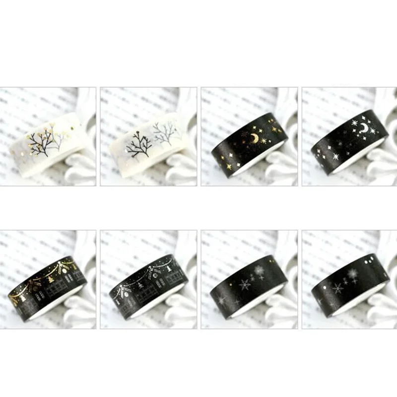 1 шт. Рождественская Золотая фольга серебряная декоративная лента Цветная васи