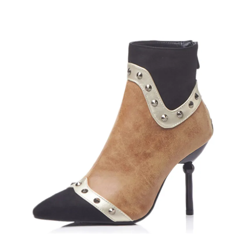 CONASCO/новые женские ботильоны Танцевальная обувь на высоком каблуке с заклепками