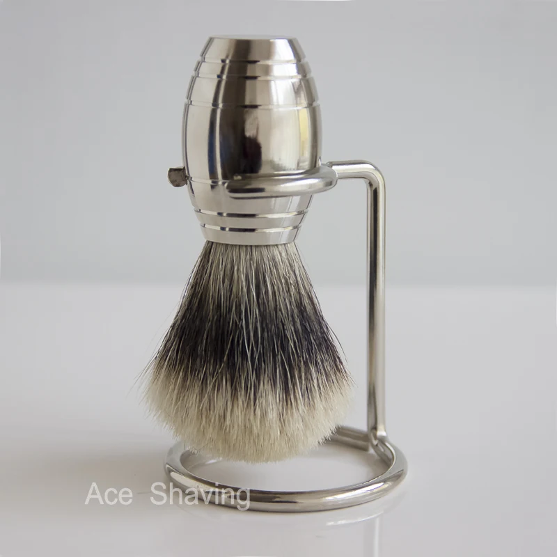 Лучшая/серебряная Барсук Hiar щетка для бритья бороды металлическая нержавеющая