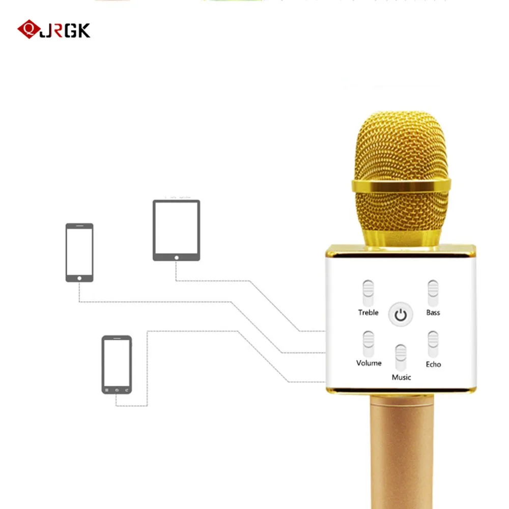 JRGK бренд Q7 Bluetooth для Iphone Android караоке микрофон беспроводной Профессиональный