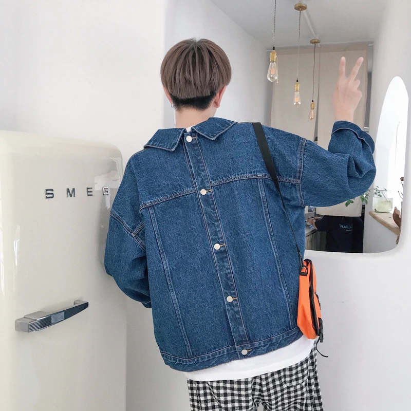 Мужская уличная куртка-бомбер в ковбойском стиле джинсовая куртка свободного