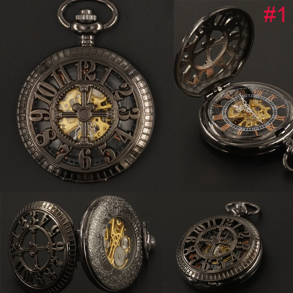 Винтажные Механические карманные часы на цепочке мужские подарки скелетоны в