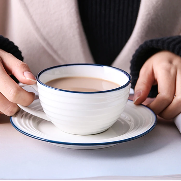 1 шт. KINGLANG нордическая креативная ручная роспись синяя линия кофейная чашка набор