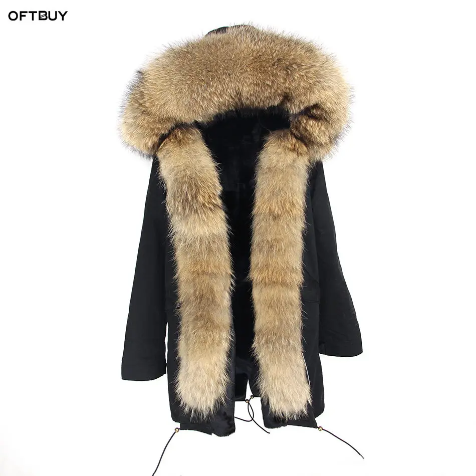 OFTBUY новинка 2019 настоящая меховая парка пальто зимняя куртка для женщин большой