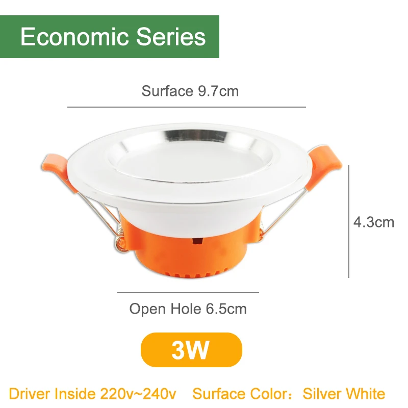 3W Economic 97mm Kaguyahime светодиодный светильник 1pc / 4pcs 3W 5W 9W 15W 18W 220V круглые светодиодные лампы Панель свет пятна освещения Алюминий ламп - Испускаемый цвет: 3W Economic 97mm