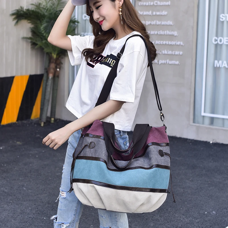 2018 модная Корейская версия Джокер перекинул в полоску переносная сумка | Багаж и