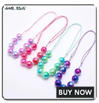 MHS.SUN New design baby chunky beads necklace diy red color bubblegum beaded necklace for kids girls adjustable rope jewelry 1pc