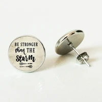 be stronger than the storm stud earringinspirational earring gift for her cancer survivor warrior charm gift for a friend