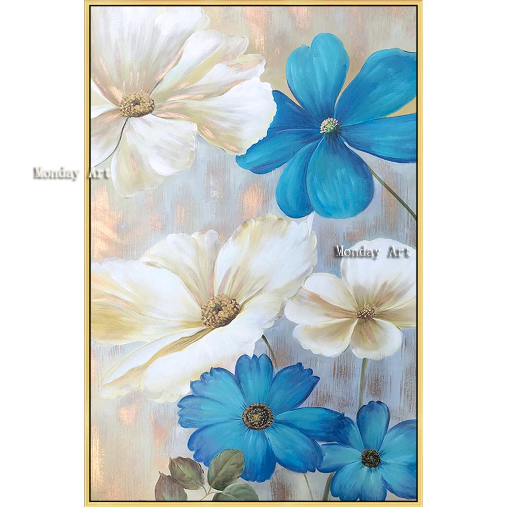 Ручная роспись Современная абстрактная картина маслом с цветком Большая