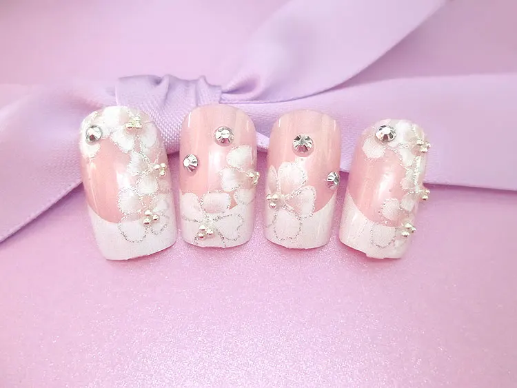 24 шт полный размер готовая продукция накладные ногти Сияющий драгоценный камень