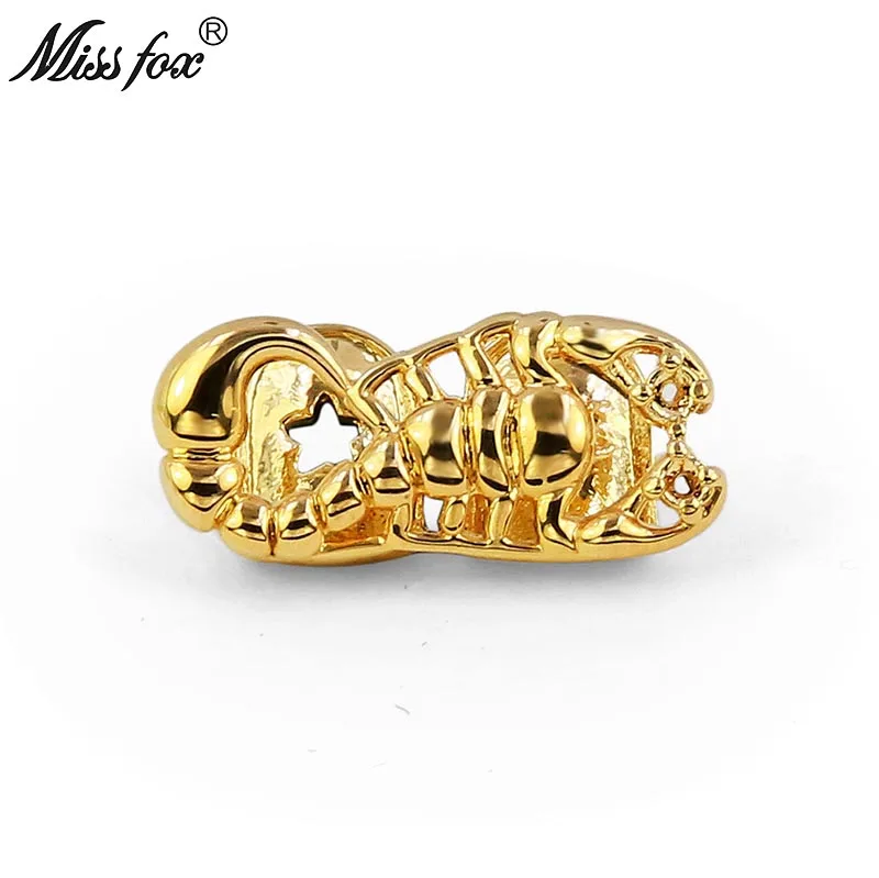 Реппер Missfox Grillz в стиле хип хоп индивидуальный с изображением скорпиона 24 К