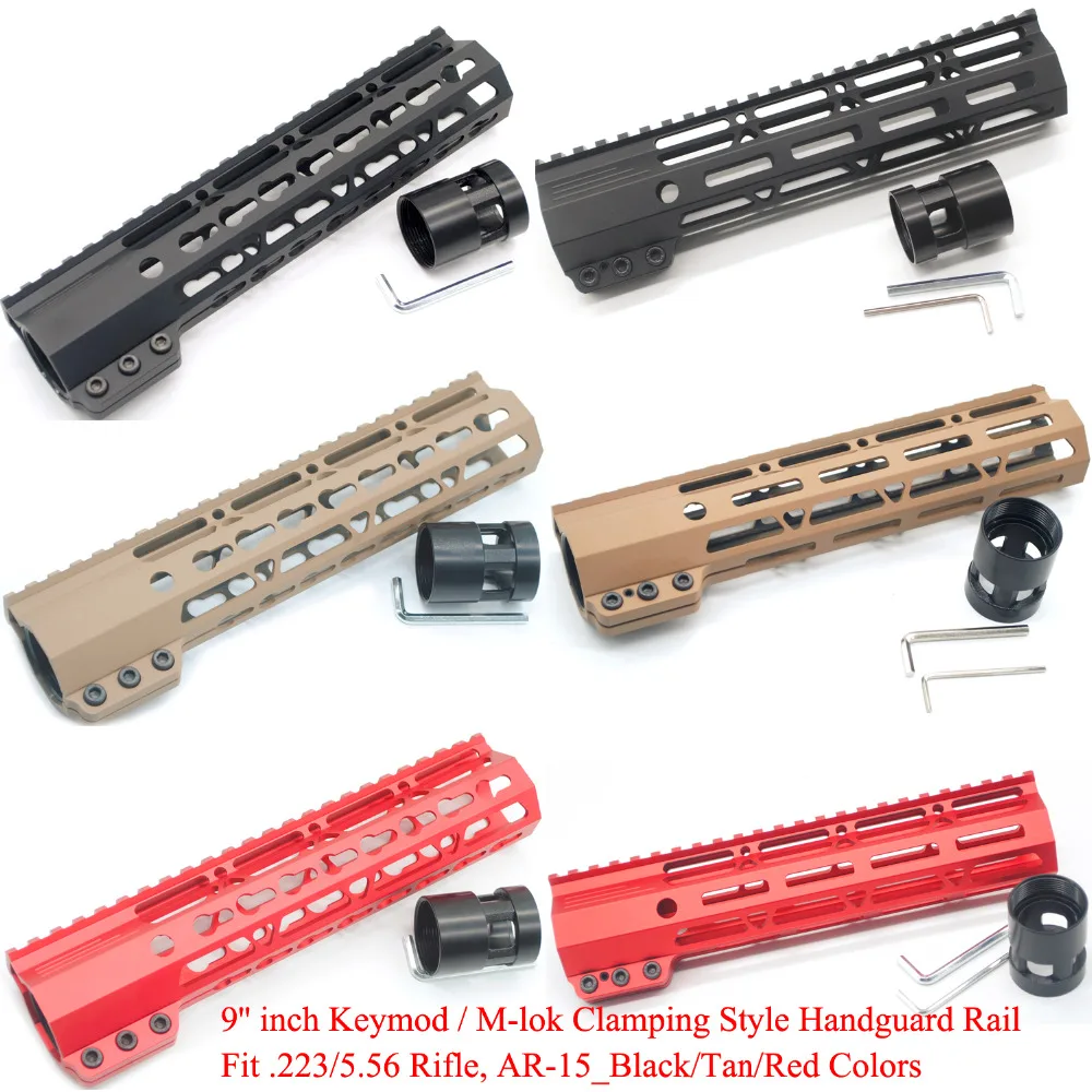 Aplus 9 ''дюймовый зажимной стиль Keymod/M lok Handguard Rail Free Float Picatinny Mount System_Black/Red/Tan Fit