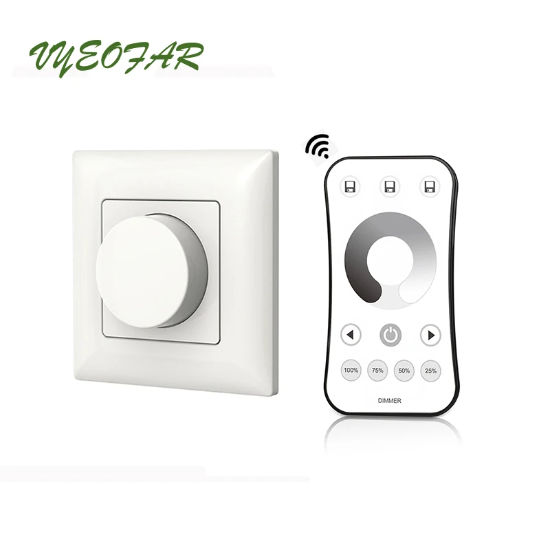 

New 220V LED Dimmer Wall Mount Manual Knob 110V 240V Input Dimming Panel Lamp Dimmable Switch With R6-1 Remote Dim Controller