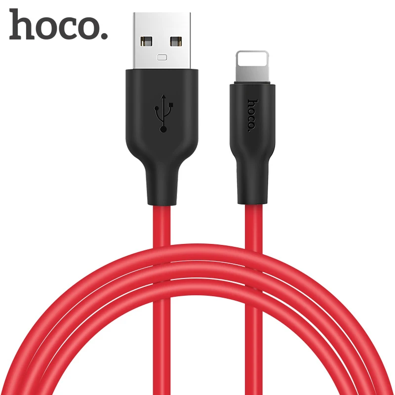 Силиконовый USB кабель Hoco 2A для iPhone 12 Pro Max Mini прочный провод передачи данных 11 XS MAX XR