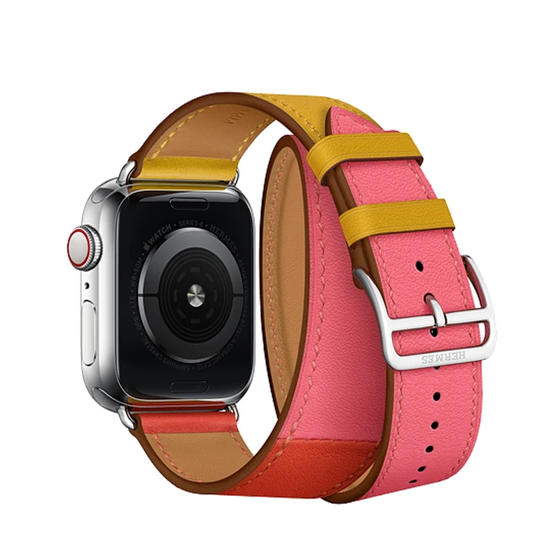 Кожаный двойной тур ремешок для apple watch band 42 мм 38 44 40 correas часов браслет iwatch серии 4 3