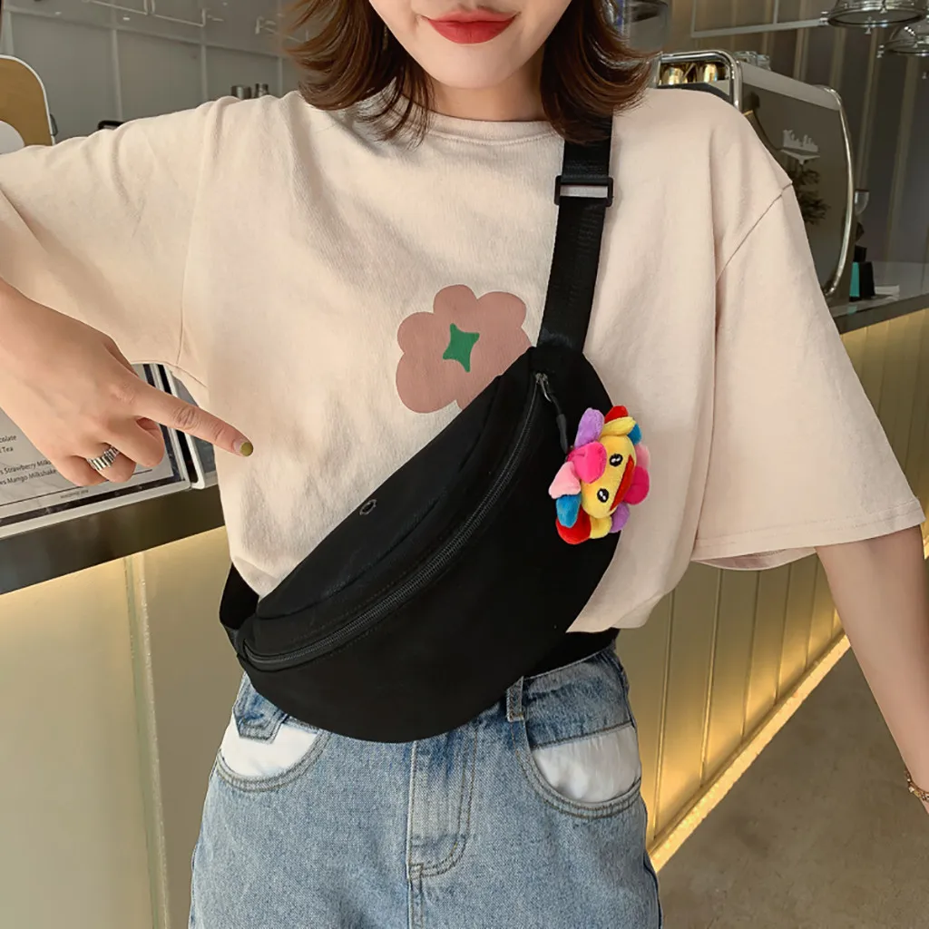 Женская холщовая нагрудная сумка в стиле хип хоп с цветочным принтом простая