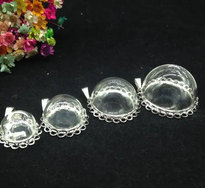 5 шт./партия Посеребренная Двойная кружевная основа поднос 15/20/25/30 мм прозрачные