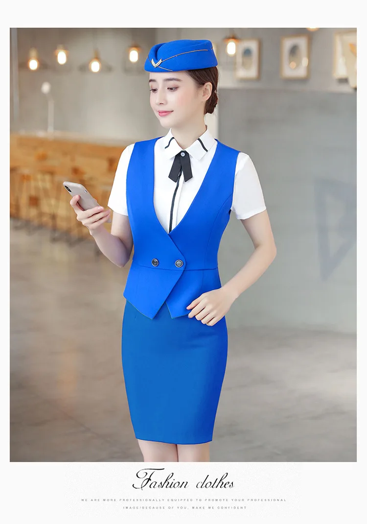 IZICFLY костюм с юбкой жилет формальный tailleur femme jupe et veste элегантный для женщин Униформа Бортпроводницы Рабочая одежда