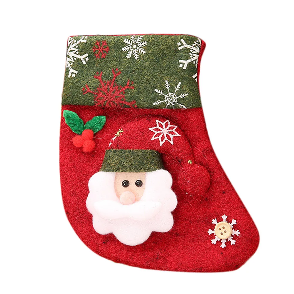 Шт. 1 шт тканевые рождественские чулки носки Санта Клаус Конфеты Подарочная сумка