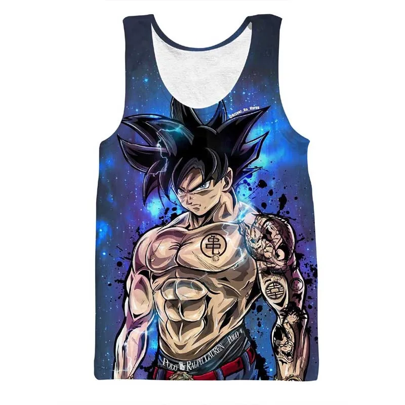Аниме Dragon Ball Z мужские летние Майки Топы Супер Саян Гоку белый Бог Вегета Dragon Ball майка для занятий бодибилдингом Спортивная одежда для фитнеса