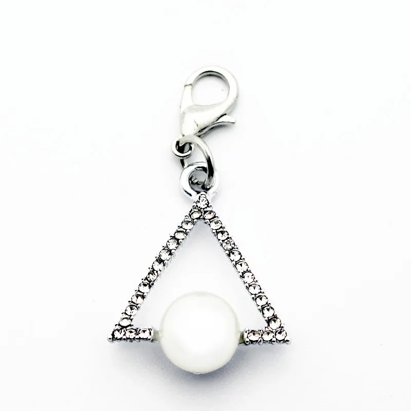 

Hot Sale 20pcs/lot Metal Silver Triangle Crystal Lobster Clasp Dangle Charms For DIY Bracelet Necklace Jewelry Making