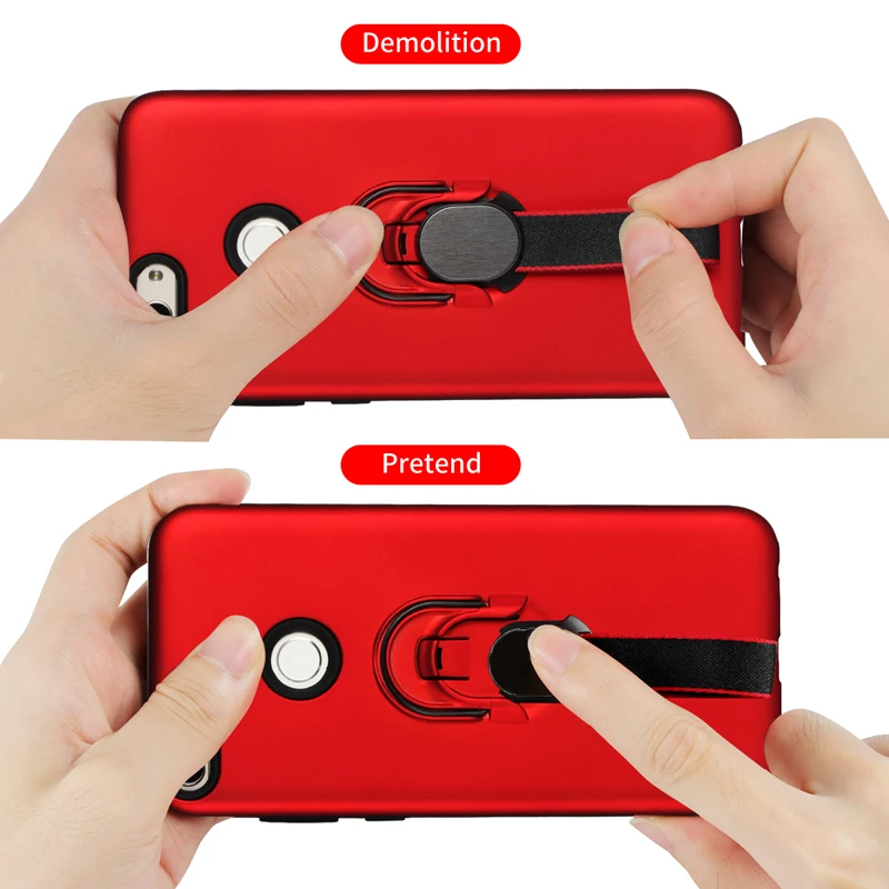 2 in 1 Hard PC+Soft TPU Plastic Case Cover Funda Magnetic Finger Ring Holder Mount for HUAWEI Y6 Prime Y7 Pro 2018 Honor 7C 7A |