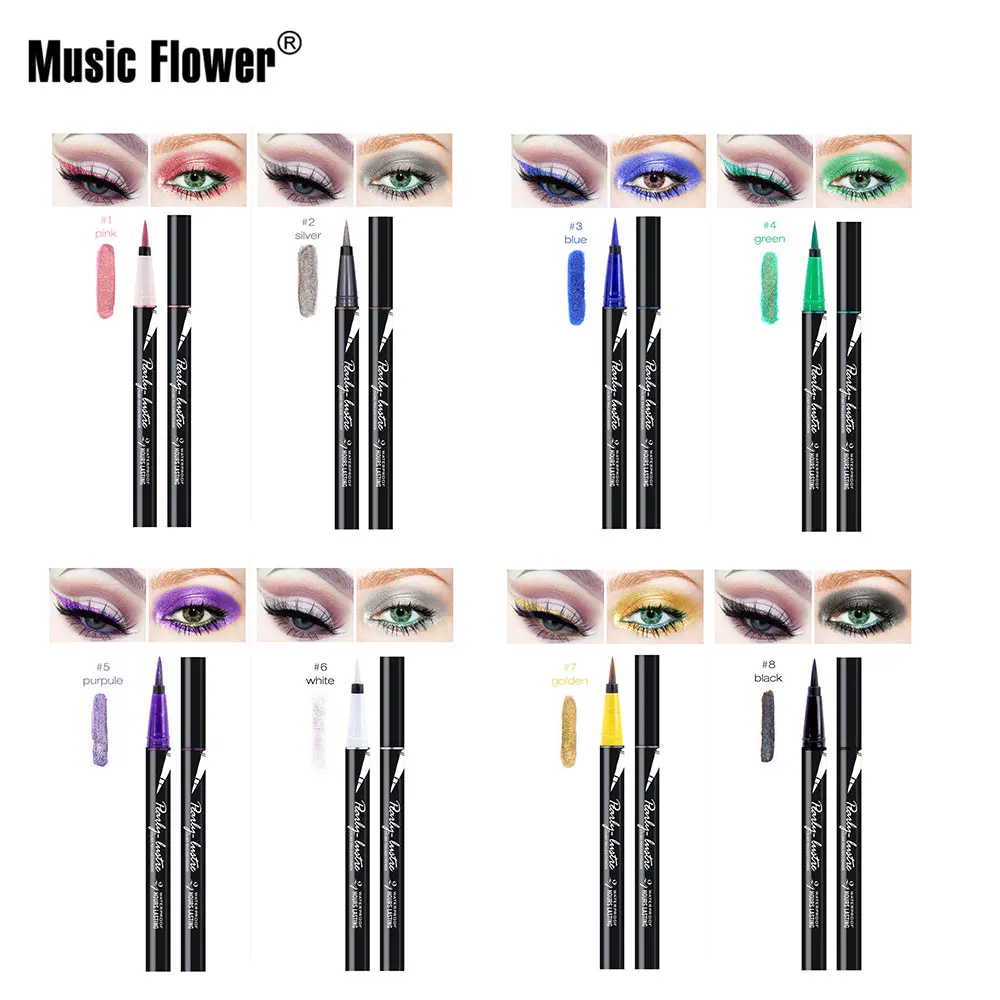 Music Flower 6 цветов Блестящий подводка для глаз карандаш жидкий набор макияжа