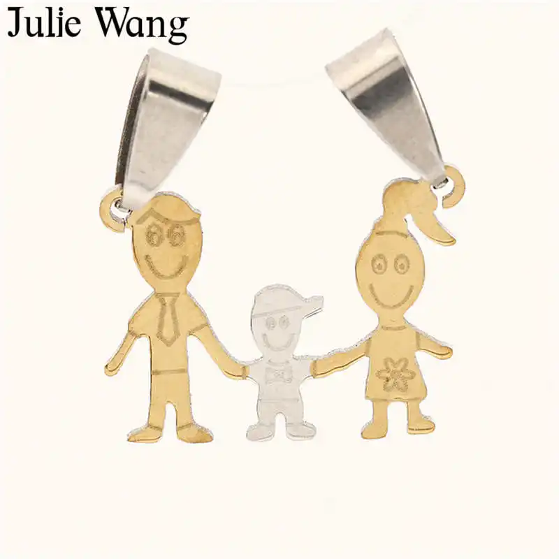 Семейные Подвески Julie Wang из нержавеющей стали для папы мамы и ребенка ручная