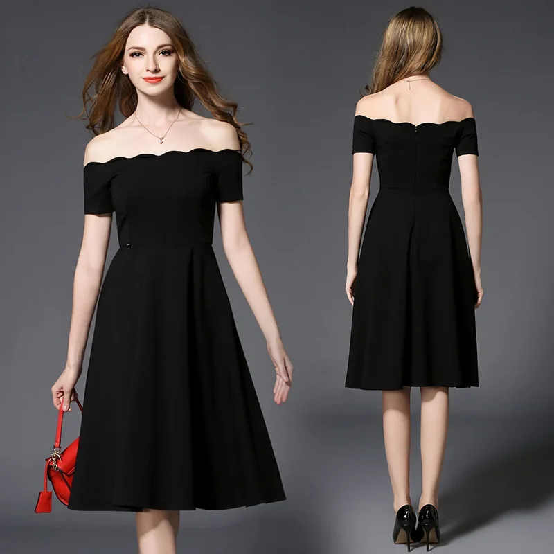 Европейские высококачественные модные Женская одежда черное платье грудь