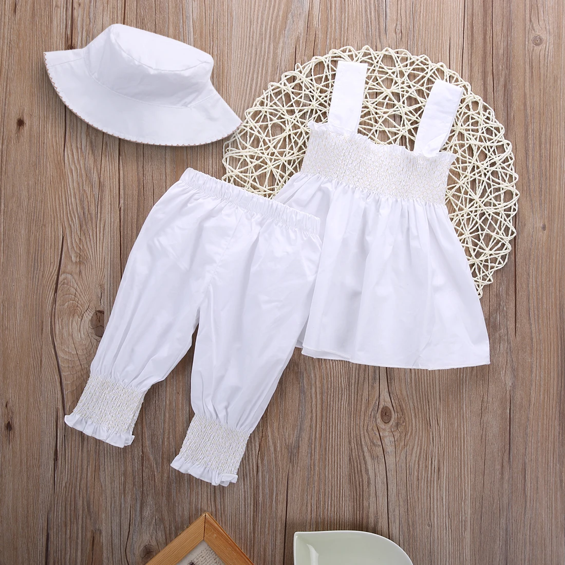 2019 New Hot Sale Toddler Baby Kids Girls Tops Dress Pants Hat 3pcs Wedding Party Suits Outfits | Мать и ребенок