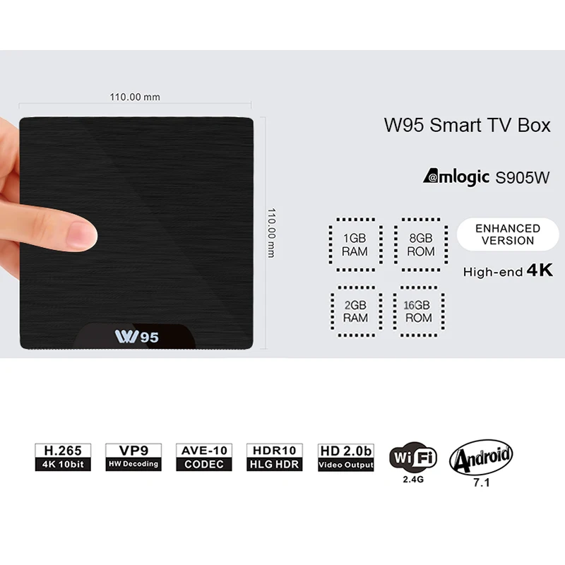 Beelink W95 Android ТВ Box 2 ГБ + 16 GB 7 1 Amlogic S905W Декодер каналов кабельного телевидения 4G Wi-Fi