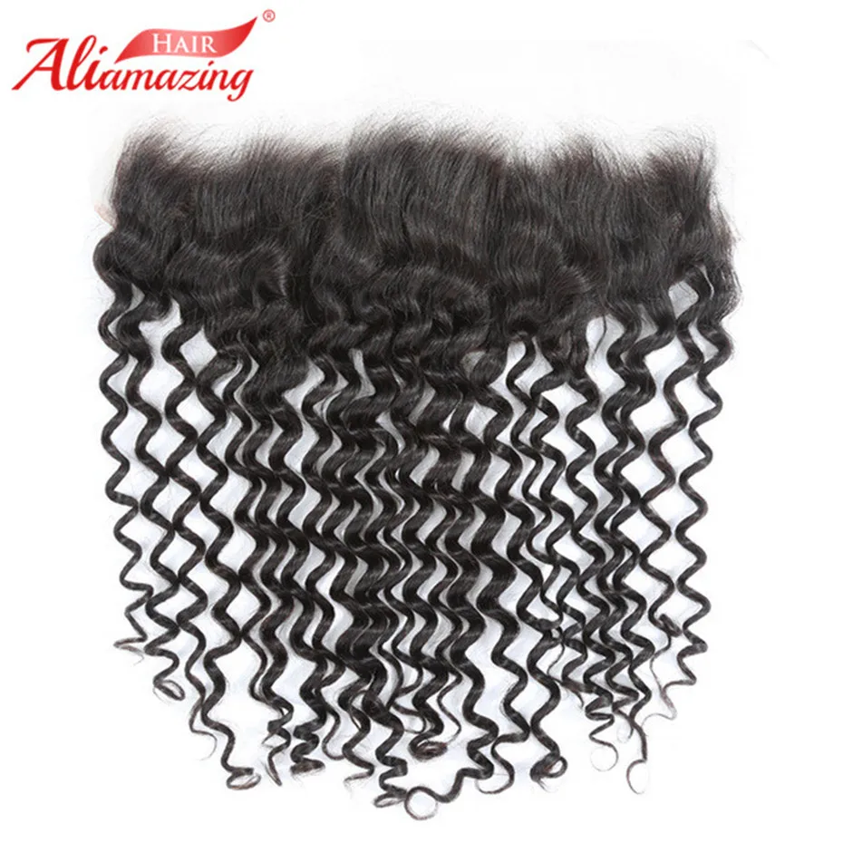 

Ali Amazing Hair Brazilian Deep Wave Lace Frontal 10-20" 13"x4" Ear to Ear Free Part Frontal Closure Swiss Lace Remy Human Hair