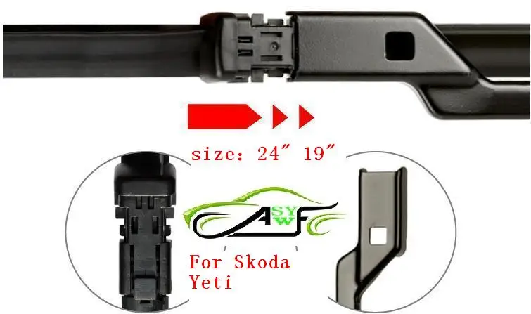 

Бесплатная доставка, лучшие автомобильные аксессуары, мягкие резиновые щетки стеклоочистителя для skoda yeti, 2 шт./пара, Размер 24 "19"