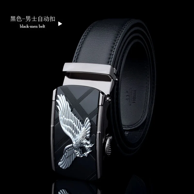 silver PD544 black KAWEIDA дизайнерские ремни для мужчин орел металлическая Автоматическая пряжка коровья кожа Спилок пояс для мужчин черный коричневый Kemer - Цвет: silver PD544 black