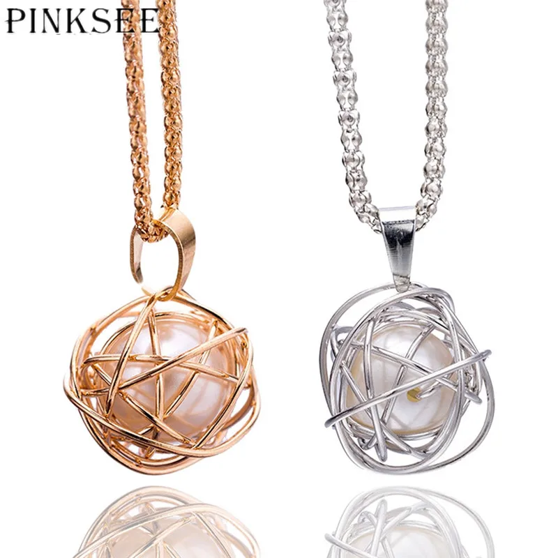 Ожерелье PINKSEE с подвеской из искусственного жемчуга полый сферической формы