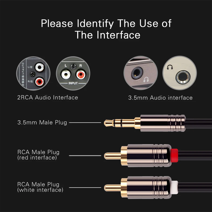 MyGeek rca cable 2rca male to gold plated 3.5 mm jack AUX audio for Edifer Home Theater DVD VCD iPhone Headphones | Электроника