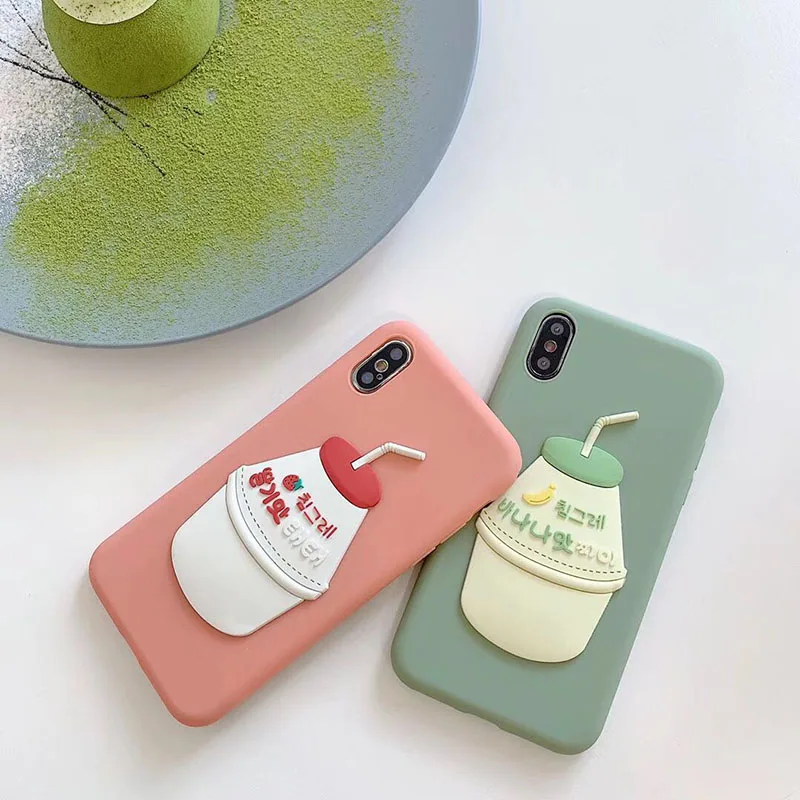 3D чехол для телефона с клубничным и банановым молоком чехлы iPhone X утолщенный