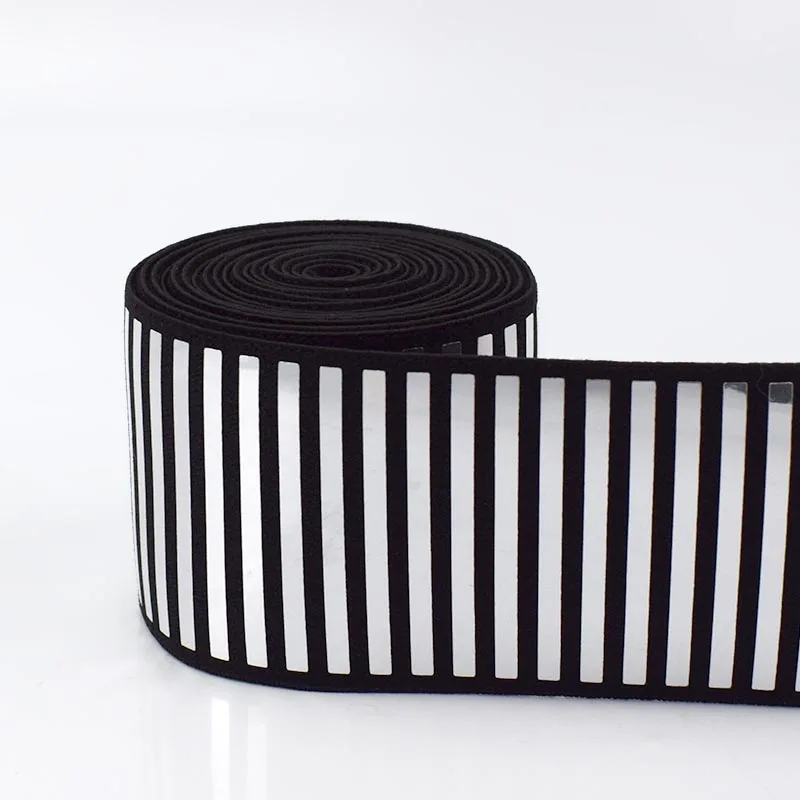 stripe silver Meetee 5 см блестки эластичная лента для одежды брюки бюстгальтер Светоотражающие эластичные лямки ленты пояс Натяжная резинка KY411 - Цвет: stripe silver