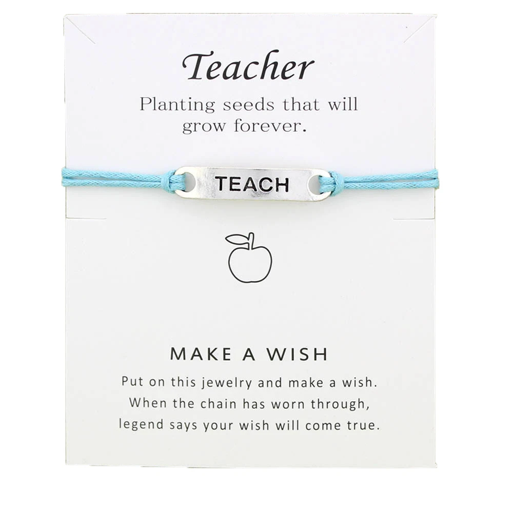 Женский браслет с надписью Wish Card Teachers Day двойной цепочкой и Teach Friend Love Make A