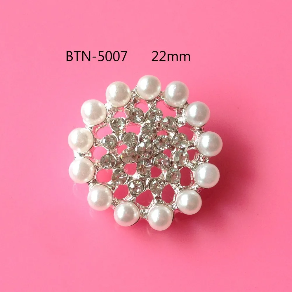 

Free shipping 22mm pearl rhinestone button 50PCS/lot with shank for hair accessary (BTN-5007)