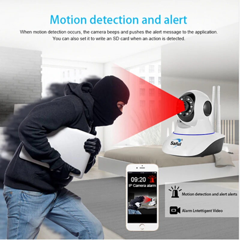 Saful Wi Fi HD720P IP Камера Беспроводной безопасности дома мини ИК Ночное видение