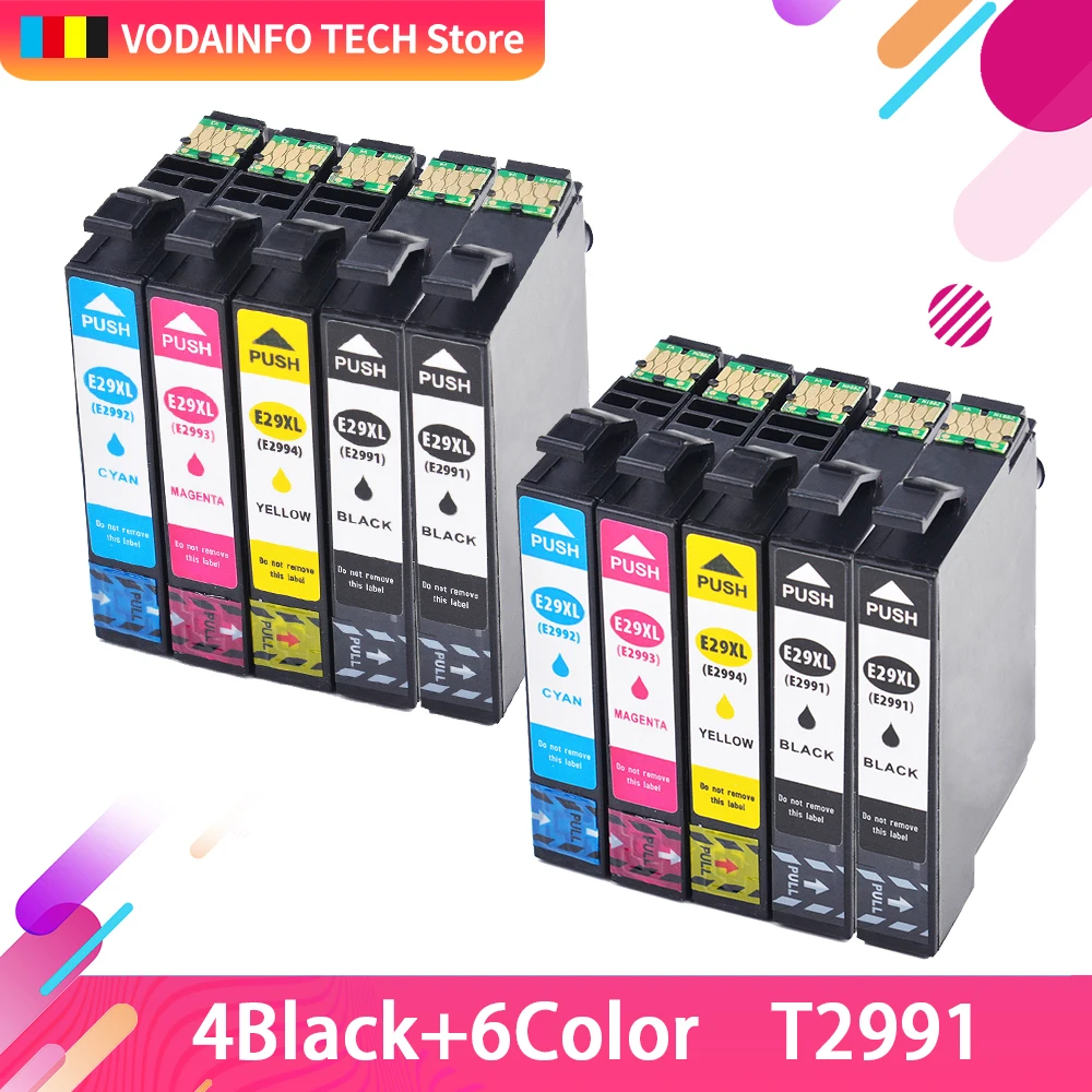 10 шт. T29 29XL совместимый для Epson чернильных картриджей t2991xl XP235 XP247 XP245 XP332 XP335 XP342 XP345 XP435 XP432 XP442 XP445